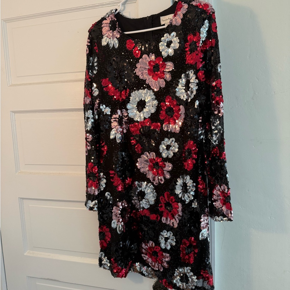 Premier Amour Black and Red Sequin Dress